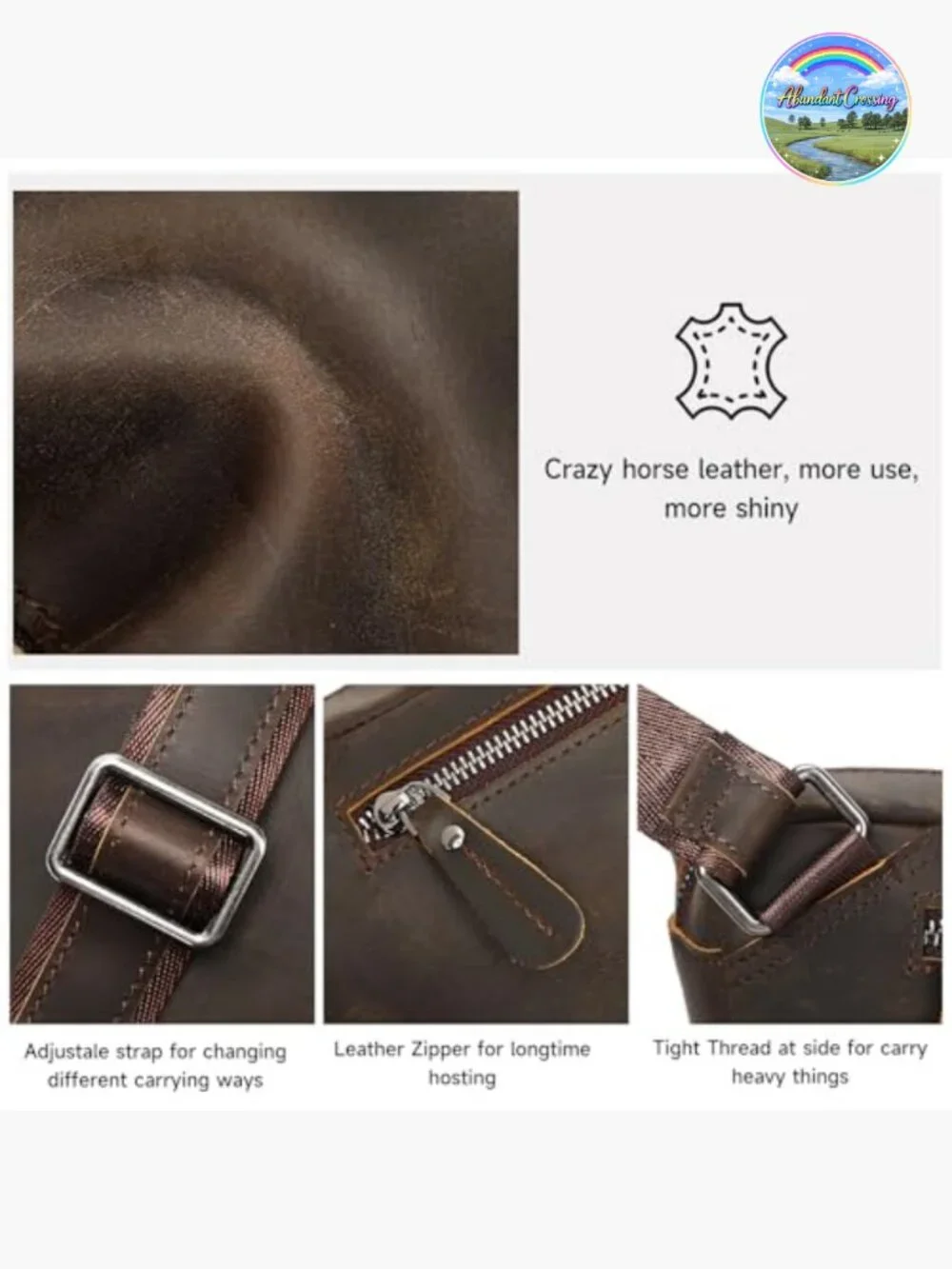 Genuine Leather Sling Bag Crossbody Purse Hiking Travel Chest Daypack